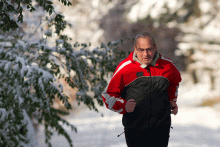 Man running through winter