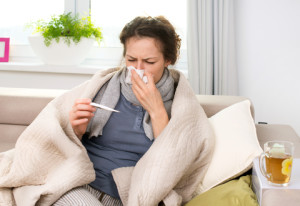 Woman suffering from flu