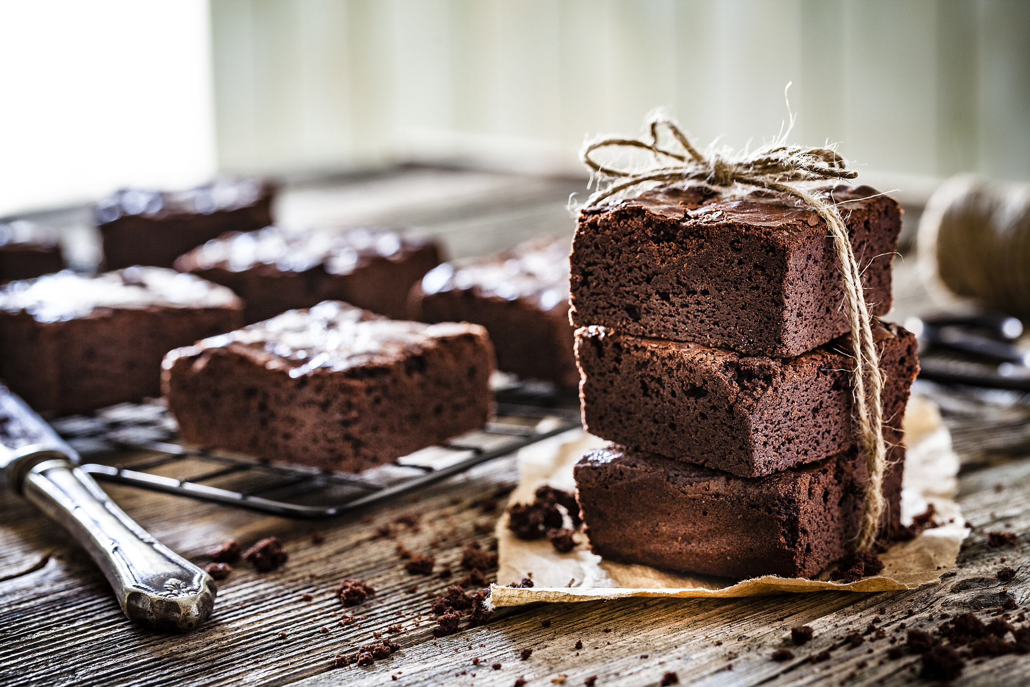 Homemade brownies made with some vegetables in the recipe.