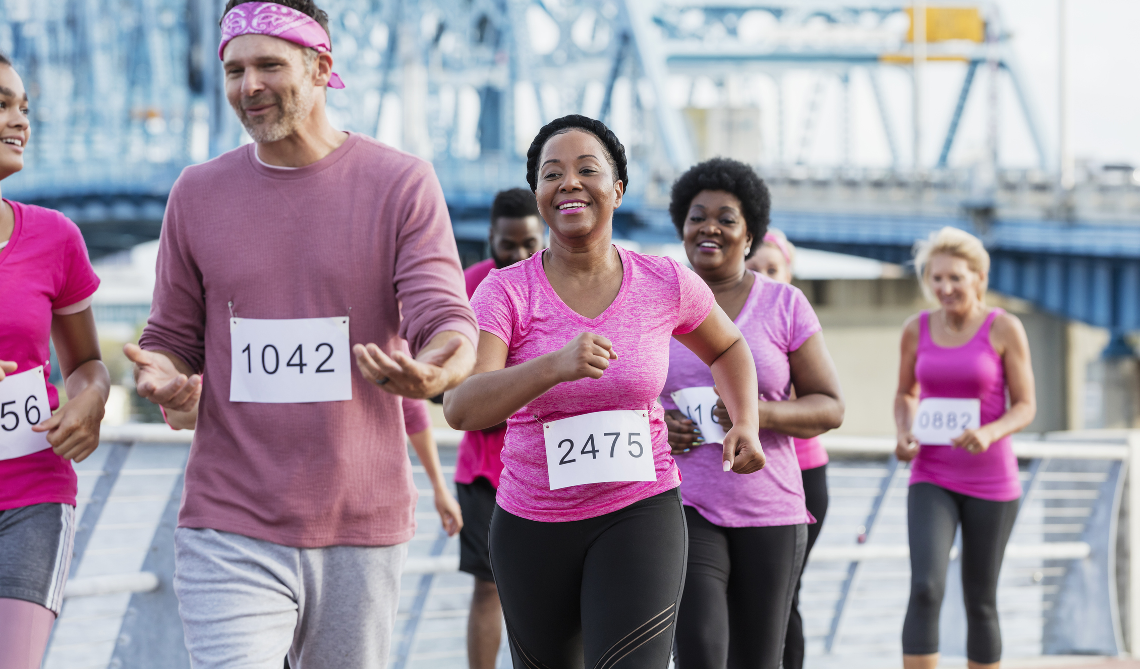 A group of fitness walkers participating in a walking event