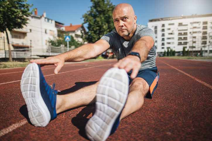 Man stretching his legs