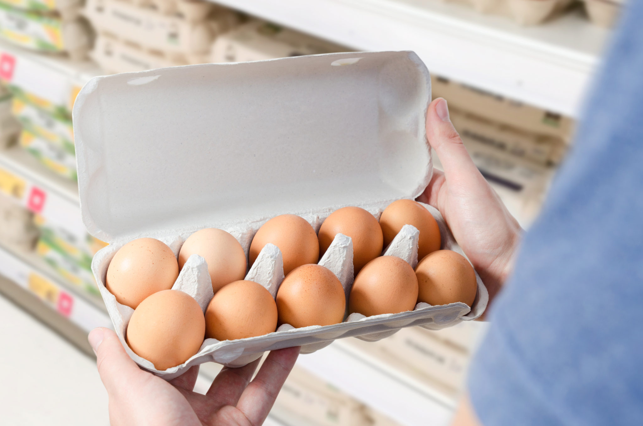 carton of eggs at grocery store