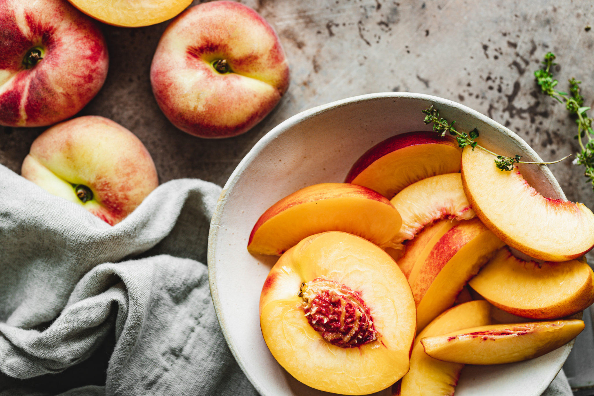 sliced up peaches