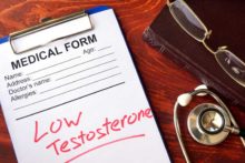 low testosterone written on a medical form