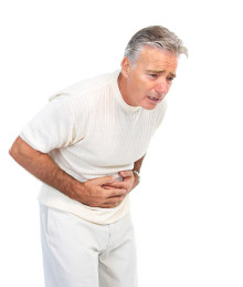 Man with stomach pain from diverticulitis