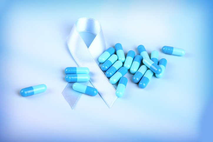 Pale Blue Awareness Ribbon with Capsules