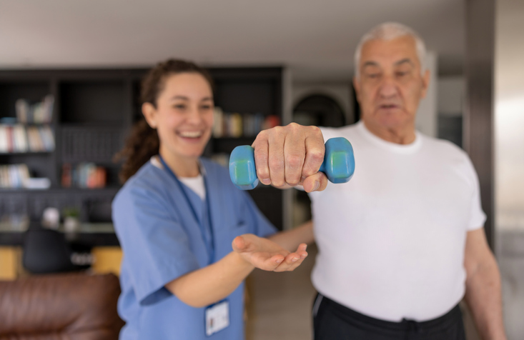 man exercising and recovering from a stroke